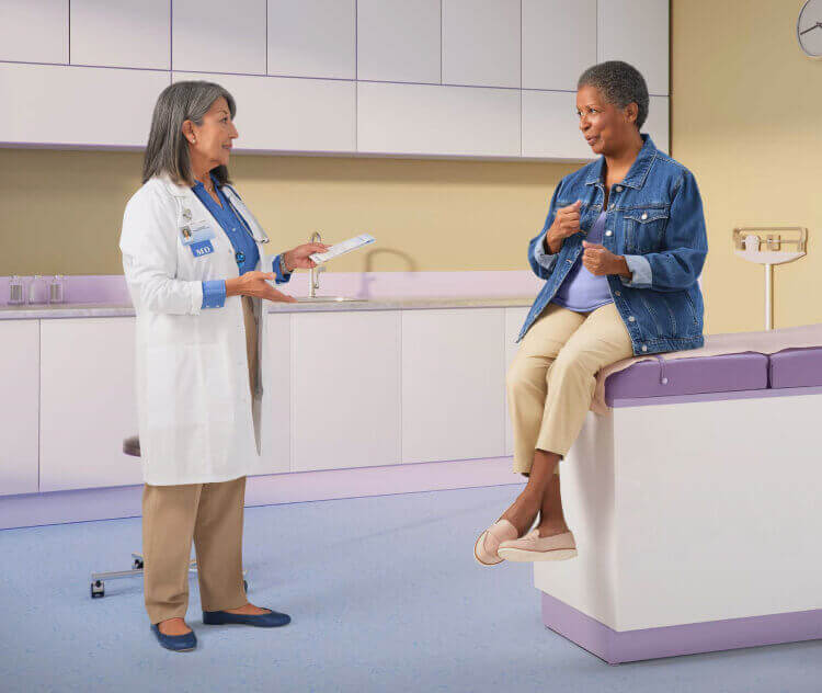 Patient with opioid-induced constipation talking to their doctor